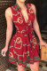 Red Fashion Casual Print Patchwork Turndown Collar A Line Dresses