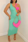 Yellow Fashion Solid Hollowed Out Spaghetti Strap Pencil Skirt Dresses