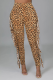 Yellow Sexy Leopard Tassel Skinny High Waist Pencil Full Print Bottoms
