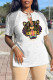 White Fashion Casual Print Letter V Neck T-Shirts