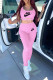 Pink Fashion Street Print Patchwork U Neck Sleeveless Two Pieces