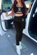 Black Fashion Casual Print Letter U Neck Sleeveless Two Pieces