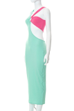 Yellow Fashion Solid Hollowed Out Spaghetti Strap Pencil Skirt Dresses