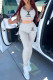 Grey Fashion Casual Print Letter U Neck Sleeveless Two Pieces
