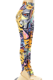 Multicolor Sexy Print Patchwork Skinny High Waist Pencil Full Print Bottoms