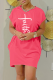 Rose Red Fashion Print Patchwork O Neck Straight Dresses