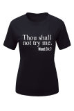 Black Fashion Street Print Patchwork Letter O Neck T-Shirts