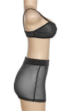 White Fashion Sexy Solid See-through Backless Spaghetti Strap Sleeveless Two Pieces