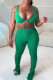 Green Sexy Solid Patchwork Sleeveless Two Pieces