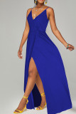 Red Casual Solid Patchwork Spaghetti Strap Sling Dress Dresses