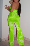 Ginger Fashion Sexy Print Bandage Hollowed Out Backless Halter Regular Jumpsuits