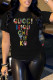 Black Fashion Casual Print Letter O Neck T-Shirts