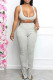 Grey Sexy Solid Patchwork Sleeveless Two Pieces