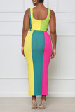 Pink Casual Print Patchwork U Neck Two Pieces