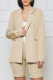 Apricot Casual Solid Patchwork Buttons Turn-back Collar Long Sleeve Two Pieces