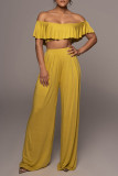 Apricot Casual Solid Patchwork Off the Shoulder Two Pieces