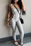 Green Sexy Solid Hollowed Out Patchwork U Neck Regular Jumpsuits