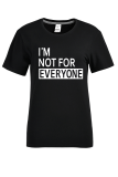 Black Fashion Daily Print Patchwork Letter O Neck T-Shirts