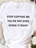White Fashion Casual Print Patchwork Letter O Neck T-Shirts