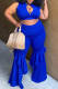 Blue Fashion Casual Solid Patchwork Zipper Collar Sleeveless Two Pieces