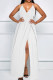White Casual Solid Patchwork Spaghetti Strap Sling Dress Dresses