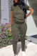 Ink Green Casual Solid Ripped Patchwork Hooded Collar Short Sleeve Two Pieces