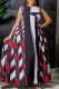 Black Red Casual Print Patchwork O Neck A Line Dresses