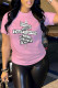 Pink Fashion Casual Print Letter O Neck T-Shirts