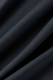Dark Gray Fashion Casual Solid Basic V Neck Regular Jumpsuits