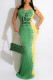 Green Fashion Sexy Print Backless Letter Spaghetti Strap One Step Skirt Dresses