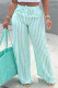 Cyan Fashion Casual Striped Print Patchwork Regular High Waist Trousers