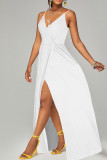 Red Casual Solid Patchwork Spaghetti Strap Sling Dress Dresses