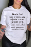 White Fashion Street Print Patchwork Letter O Neck T-Shirts