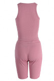 Pink Casual Solid Split Joint O Neck Sleeveless Two Pieces