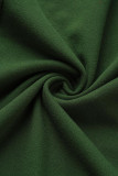 Army Green Fashion Casual Solid Basic Zipper Collar Skinny Romper