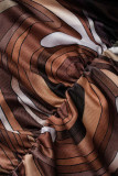 Multicolor Fashion Sexy Print Draw String Frenulum Backless V Neck Long Sleeve Dresses