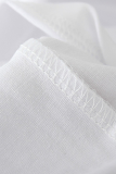 White Fashion Casual Print Patchwork Letter O Neck T-Shirts