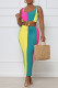 Yellow Casual Print Patchwork U Neck Two Pieces