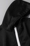 Red Fashion Casual Solid Patchwork Hooded Collar Short Sleeve Two Pieces