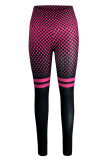 Black Pink Fashion Casual Sportswear Print Skinny High Waist Pencil Full Print Bottoms