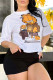 White Fashion Casual Print Letter O Neck Short Sleeve Two Pieces