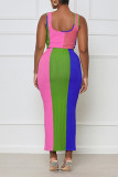 Pink Casual Print Patchwork U Neck Two Pieces