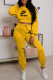 Yellow Fashion Sportswear Print Letter O Neck Long Sleeve Two Pieces