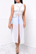 White Fashion Sexy Solid Patchwork See-through Slit O Neck One Step Skirt Dresses