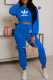 Blue Fashion Sportswear Print Letter O Neck Long Sleeve Two Pieces