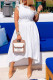 White Sexy Solid Patchwork Stringy Selvedge Oblique Collar Irregular Dress Dresses