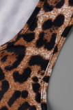Colour Sexy Print Hollowed Out Patchwork Backless O Neck Regular Rompers