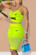 Green Fashion Casual Print Patchwork Spaghetti Strap Sleeveless Two Pieces