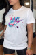 White Fashion Casual Print Letter O Neck T-Shirts