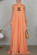 Orange Fashion Street Print Backless Halter Loose Jumpsuits